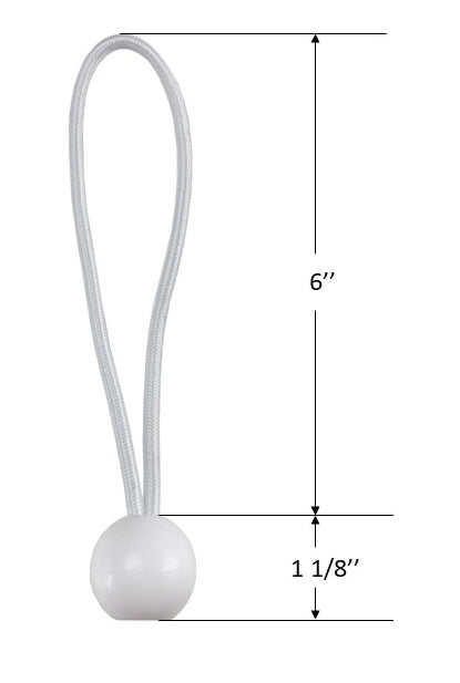 Canopy Ball Bungee Cords, 8 inch, 6EA - White