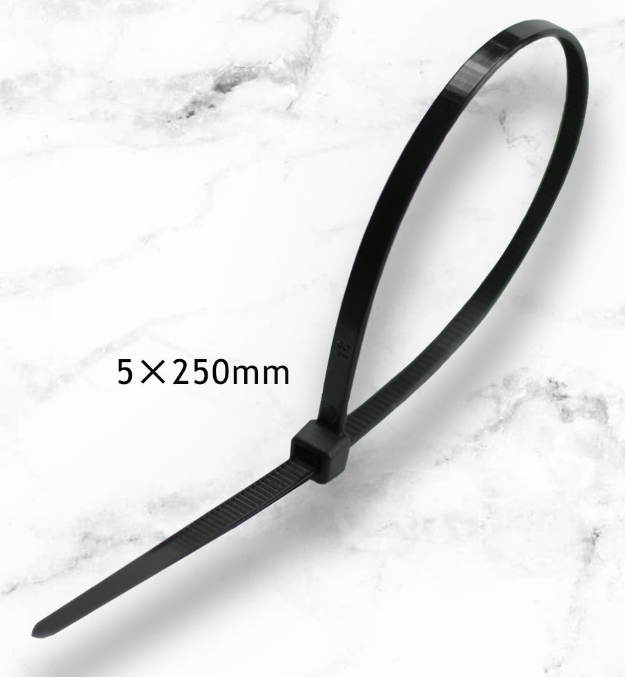 100 Pcs 10" Nylon Zip Cable Ties - 60lbs, Black, UV Treated, Weather Resistant