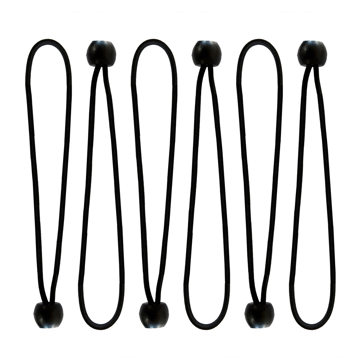 Durable and Long Canopy Ball Bungee Cords, 12 inch, 6EA - Black
