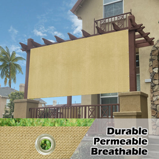 HDPE Sun Shade Privacy Panel – 4 Sides Hemmed with Grommets, Sand