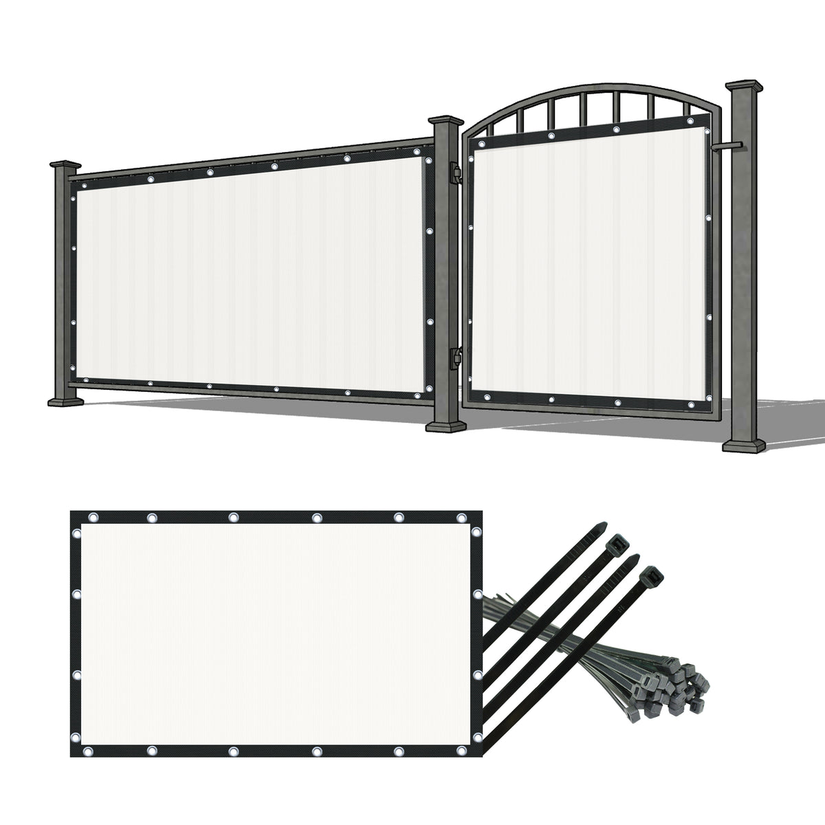 Custom PVC-Coated Gate Privacy Screen – 390 GSM, Black or Beige