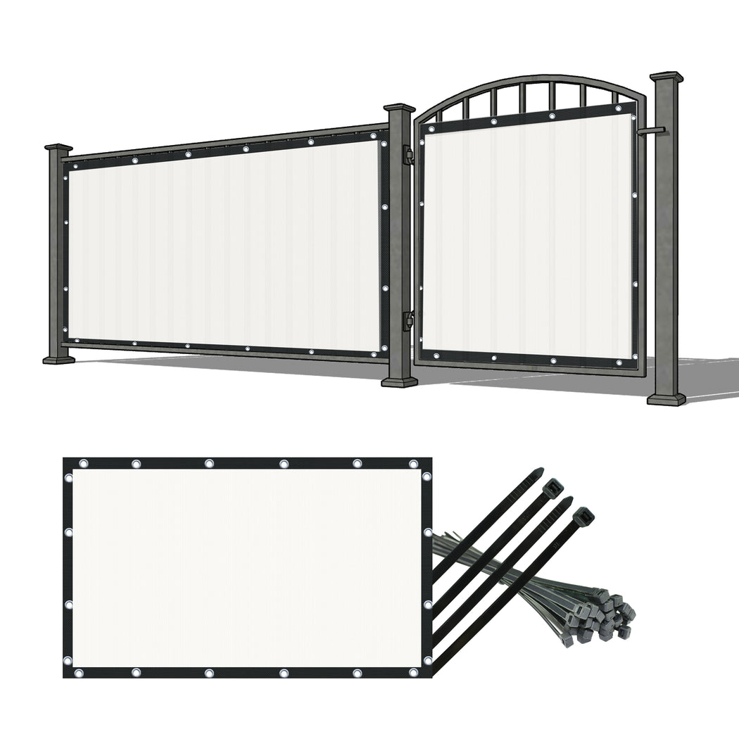 Custom Arched 95% UV Resistant Heavy Duty Gate Privacy Screen for Driveway or Door Barrier: PVC Coated, FR Rated - Black