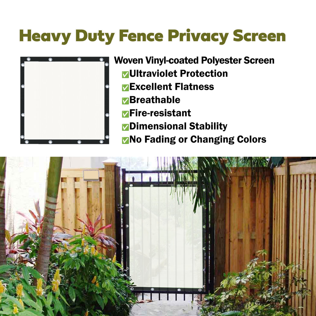 Custom Arched 95% UV Resistant Heavy Duty Gate Privacy Screen for Driveway or Door Barrier: PVC Coated, FR Rated - Black