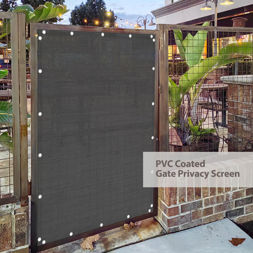 Custom 95% UV Resistant Heavy Duty Gate Privacy Screen for Driveway or Door Barrier: PVC Coated, FR Rated - Beige/Black/Grey/Dark Brown