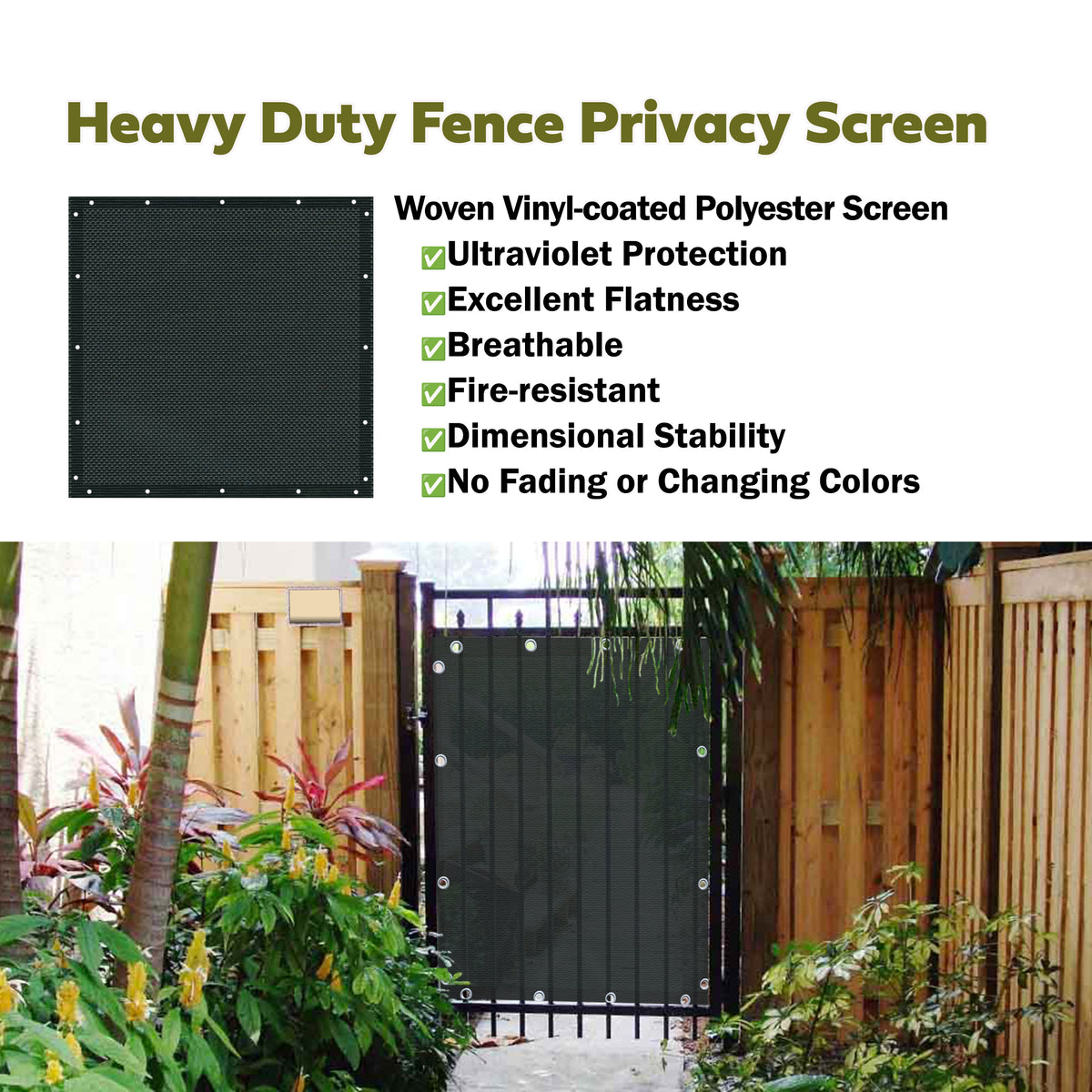 Custom Arched PVC-Coated Gate Privacy Screen – Up to 95% Privacy