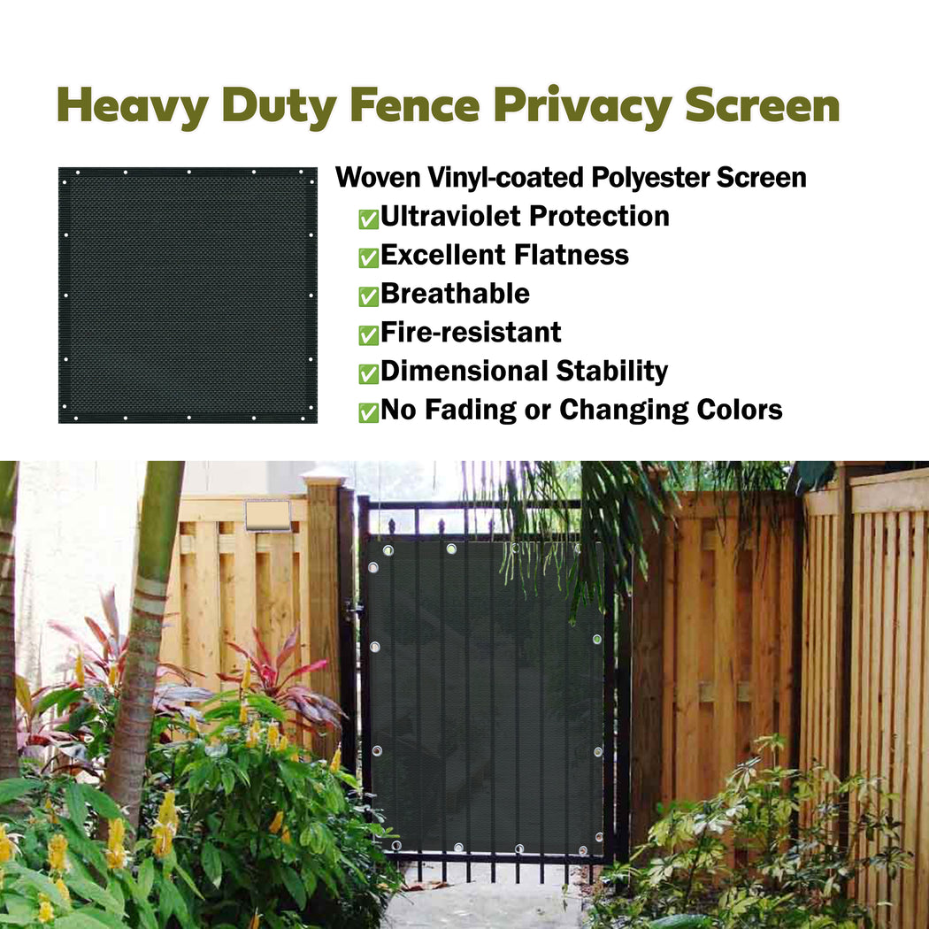 Custom 95% UV Resistant Heavy Duty Gate Privacy Screen for Driveway or Door Barrier: PVC Coated, FR Rated - Beige/Black/Grey/Dark Brown