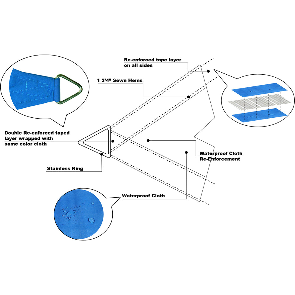 Waterproof Shade Sail Patio Awning Outdoor Garden Pool Sun Canopy Shelter Cover - 11 Colors Available