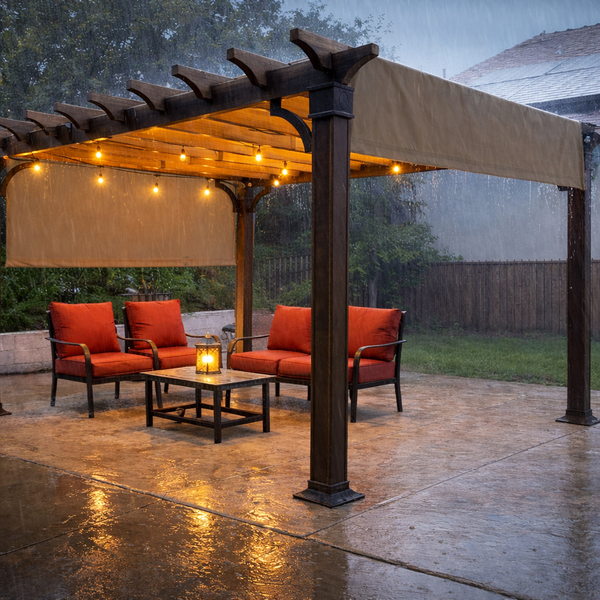 Custom Sizes Rod Pocket Waterproof Universal Replacement Shade Canopy Top Cover for Pergola - Muddy Water (Pergola Not Included) *Rod Pockets on the Width (Length x Width)*