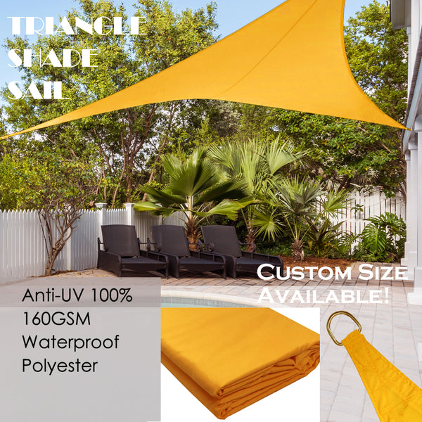 Custom Size (12ft x 12ft x 12ft) Triangular Waterproof Woven Sun Shade Sail - Vibrant Colors