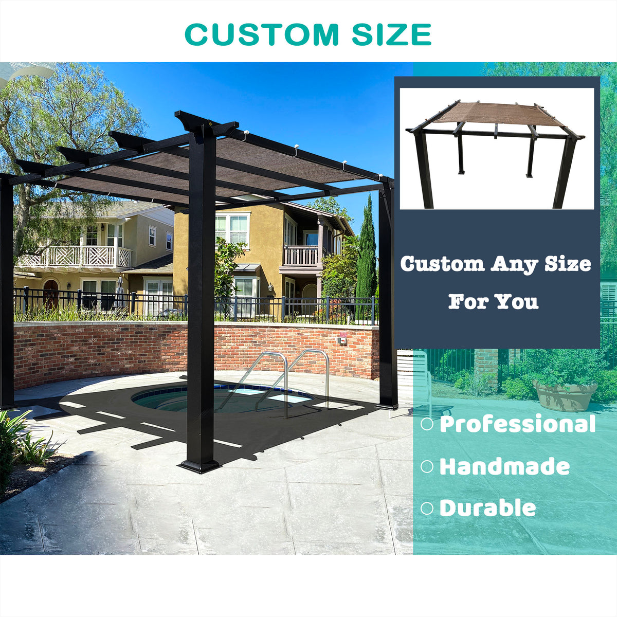 Custom HDPE Pergola Shade Panel with Grommets – Breathable Patio Cover