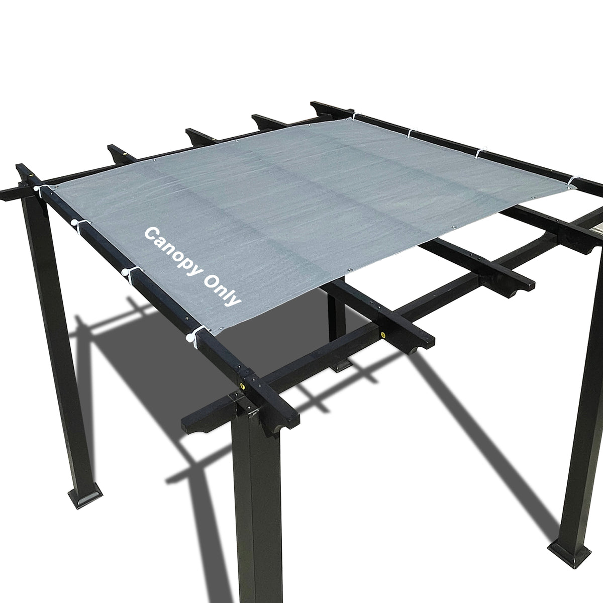 Grey HDPE pergola shade panel with reinforced hems and grommets