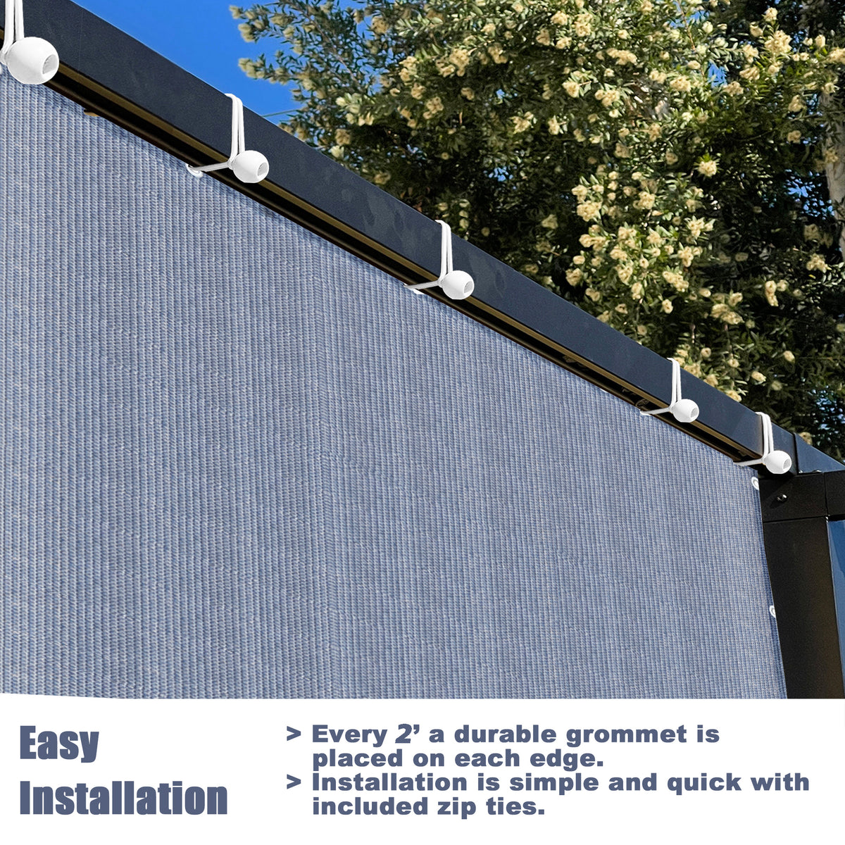 HDPE Patio Privacy Screen Panel with Grommets – Navy Grey