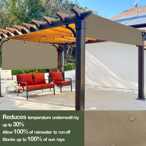 Custom Sizes Rod Pocket Waterproof Universal Replacement Shade Canopy Top Cover for Pergola - Muddy Water (Pergola Not Included) *Rod Pockets on the Width (Length x Width)*