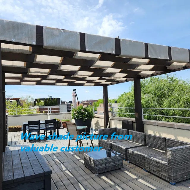 Custom Wave Shade Cover for Pergola - Outdoor Sun Shade for Patio & Garden Shade Available in Multiple Colors