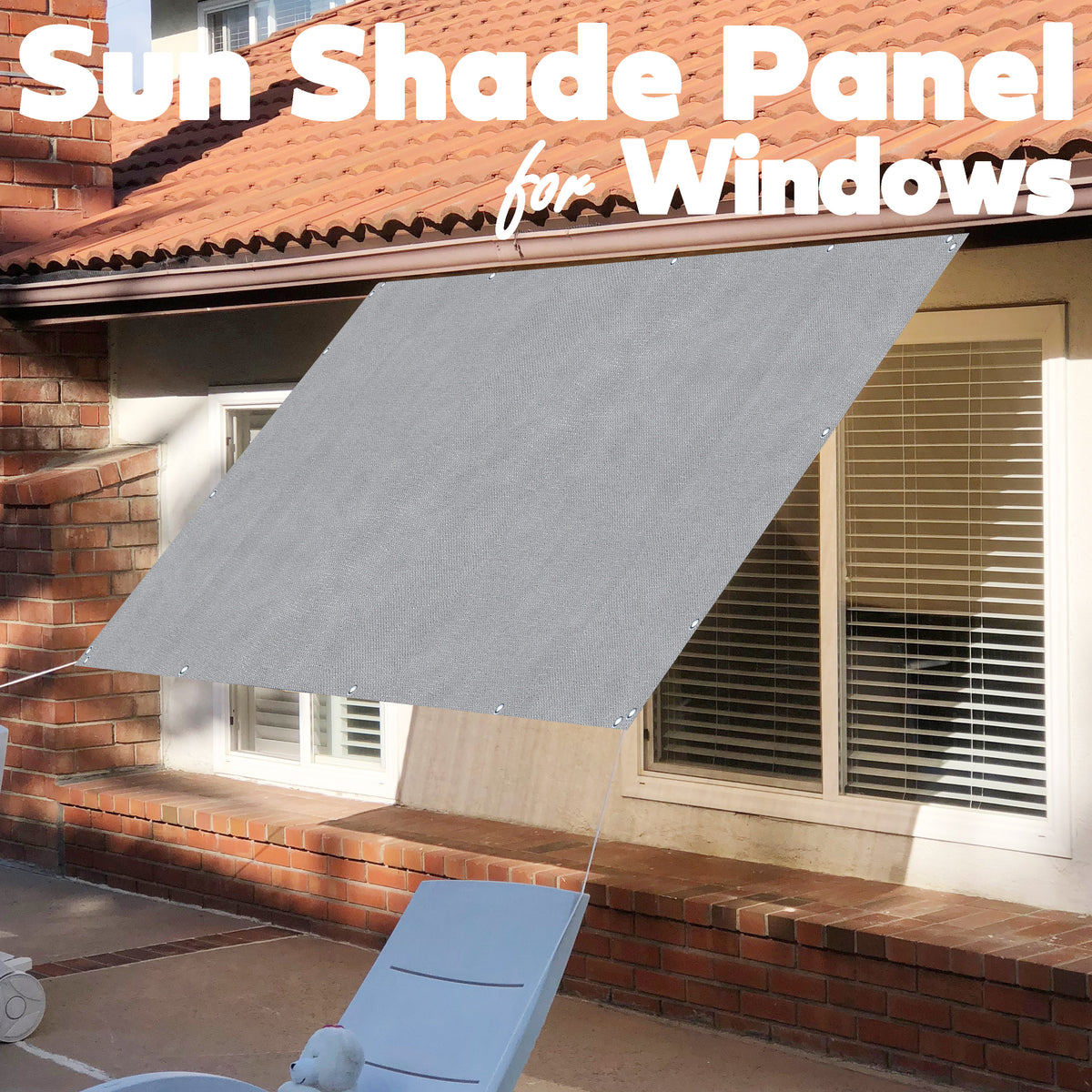 HDPE Sun Shade Privacy Panel – 4 Sides Hemmed with Grommets, Grey