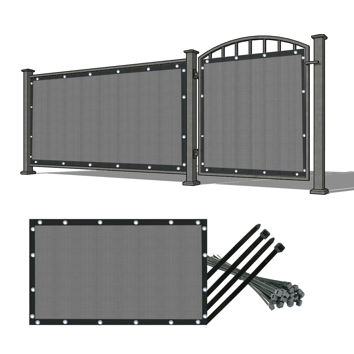 Custom Size (3ft Tall) 95% Blockage Luxury Durable PVC Coated Balcony Fence Privacy Screen - Grey/  Beige