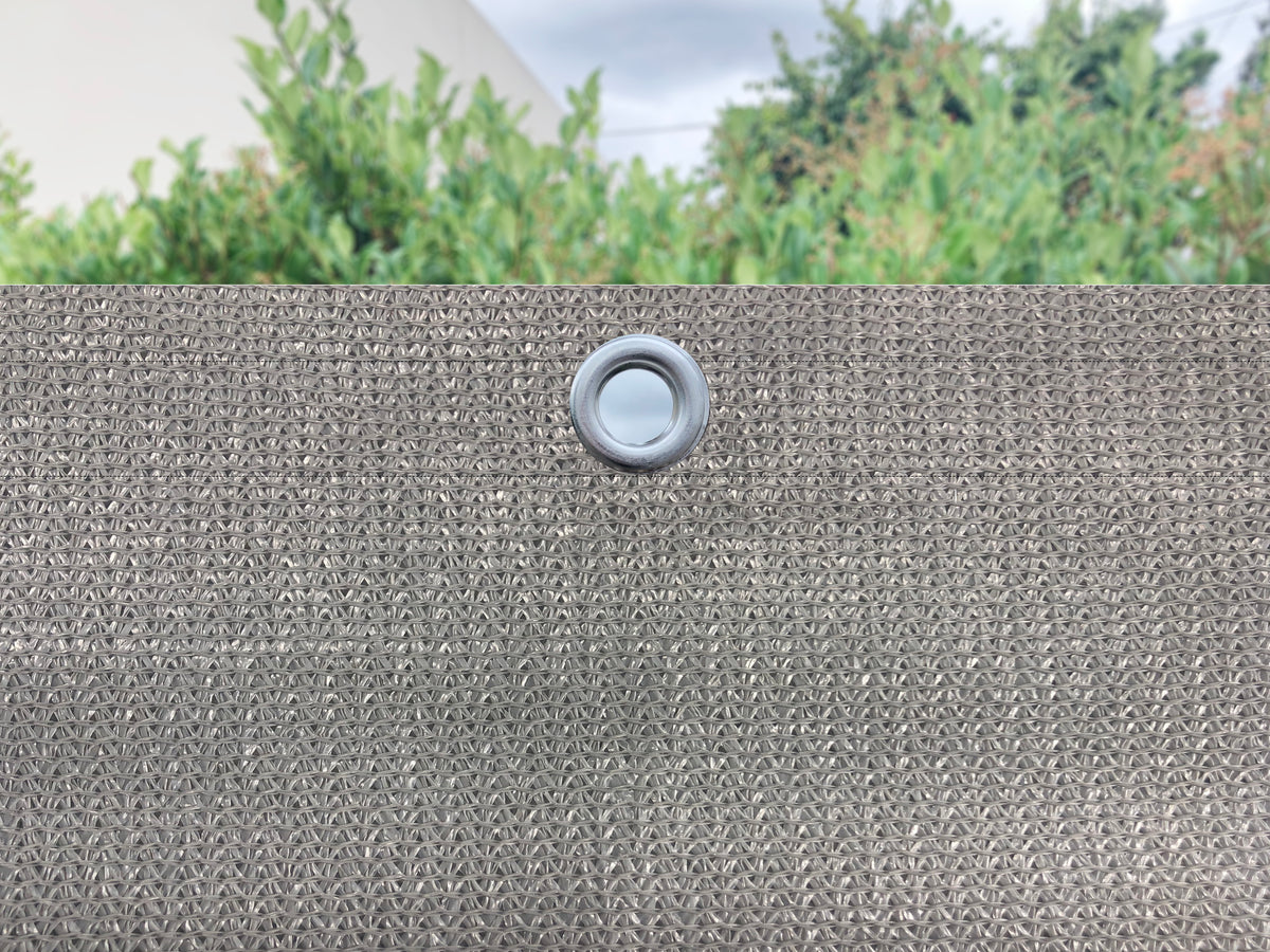 Grey HDPE pergola shade panel fabric detail