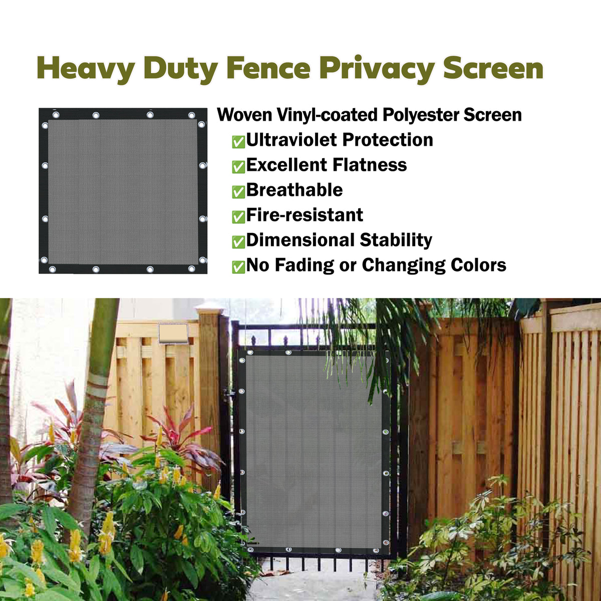 Custom Size (3ft Tall) 95% Blockage Luxury Durable PVC Coated Balcony Fence Privacy Screen - Grey/  Beige