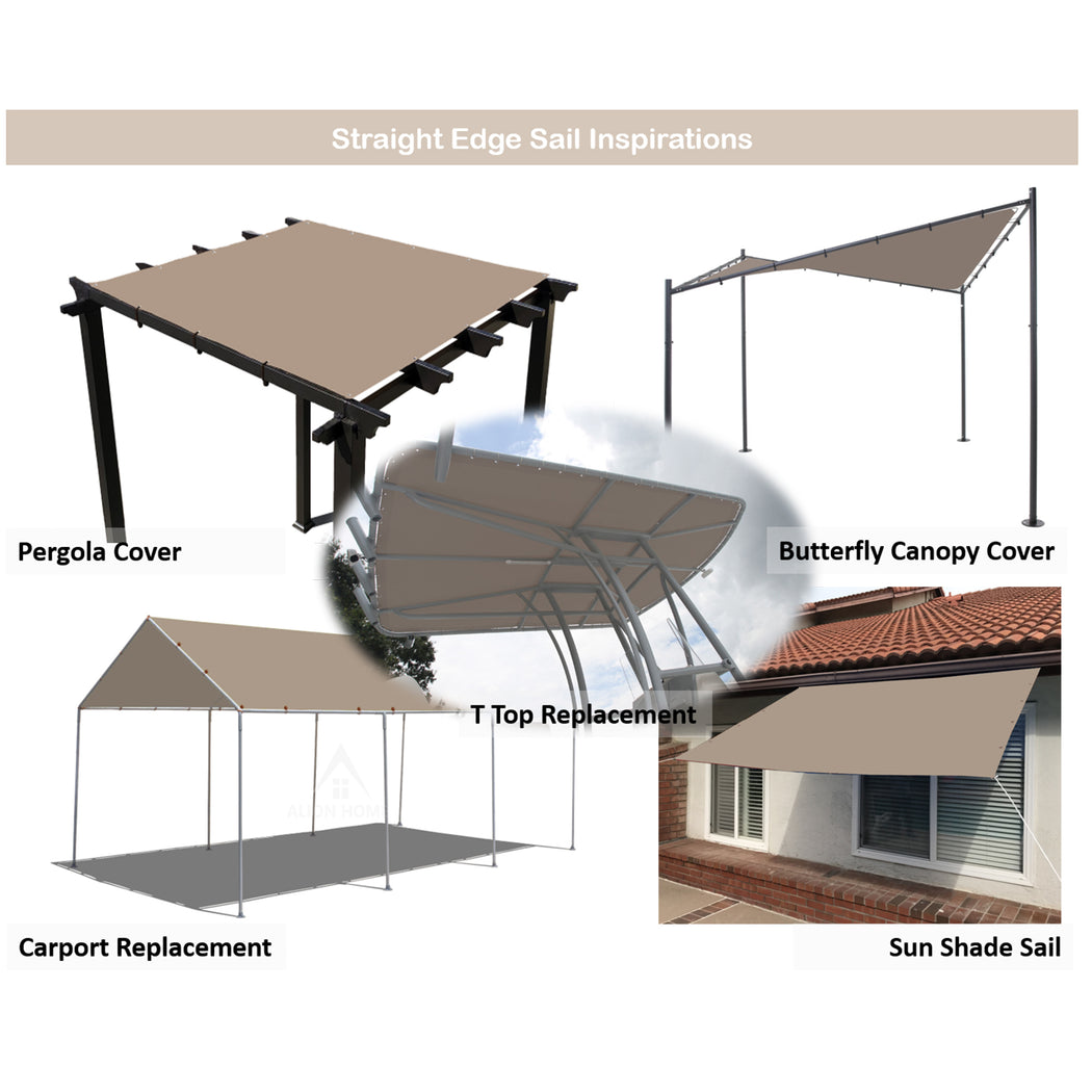 Custom Size Straight Edge Waterproof Woven Sun Shade Sail - Muddy Water