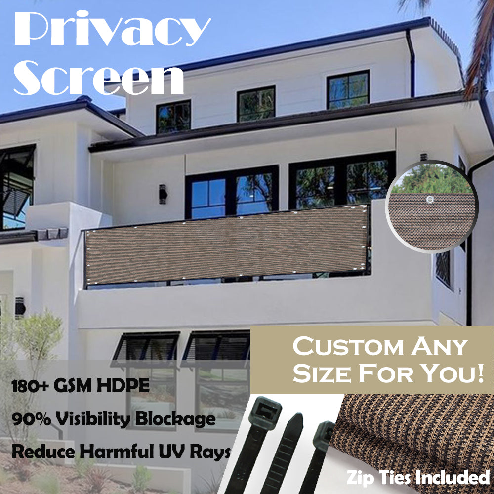 Custom Size (40in Tall) Custom Length Privacy Screen - Mocha Brown
