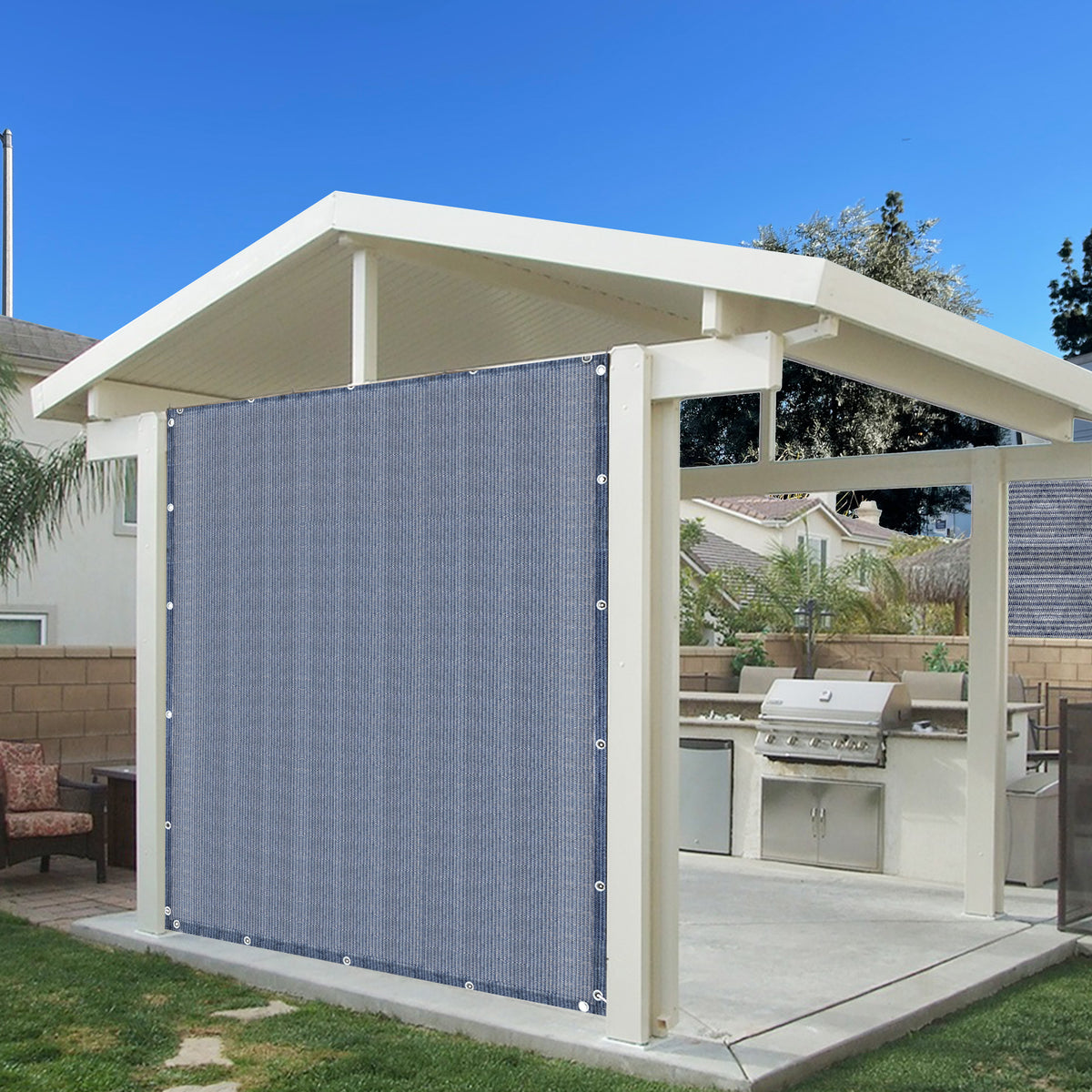 HDPE Patio Privacy Screen Panel with Grommets – Navy Grey