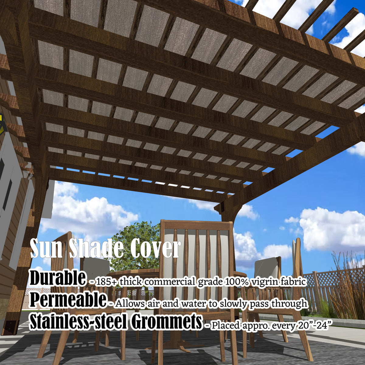 HDPE Pergola & Patio Shade Panel with Grommets – Mocha