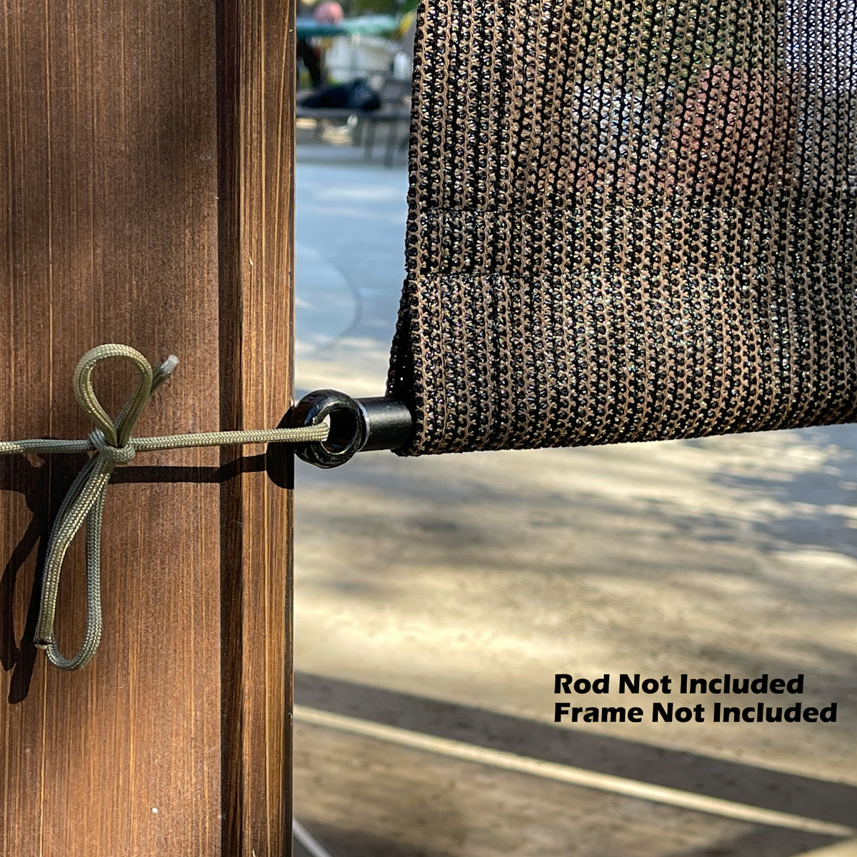 Mocha Brown pergola canopy reinforced rod pocket detail