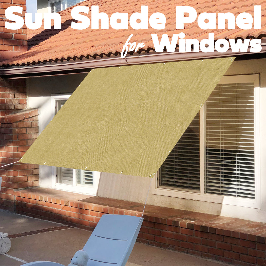 Custom Sized Sun Shade Privacy Panel (4 Sides Hemmed w/Grommets) - Sand