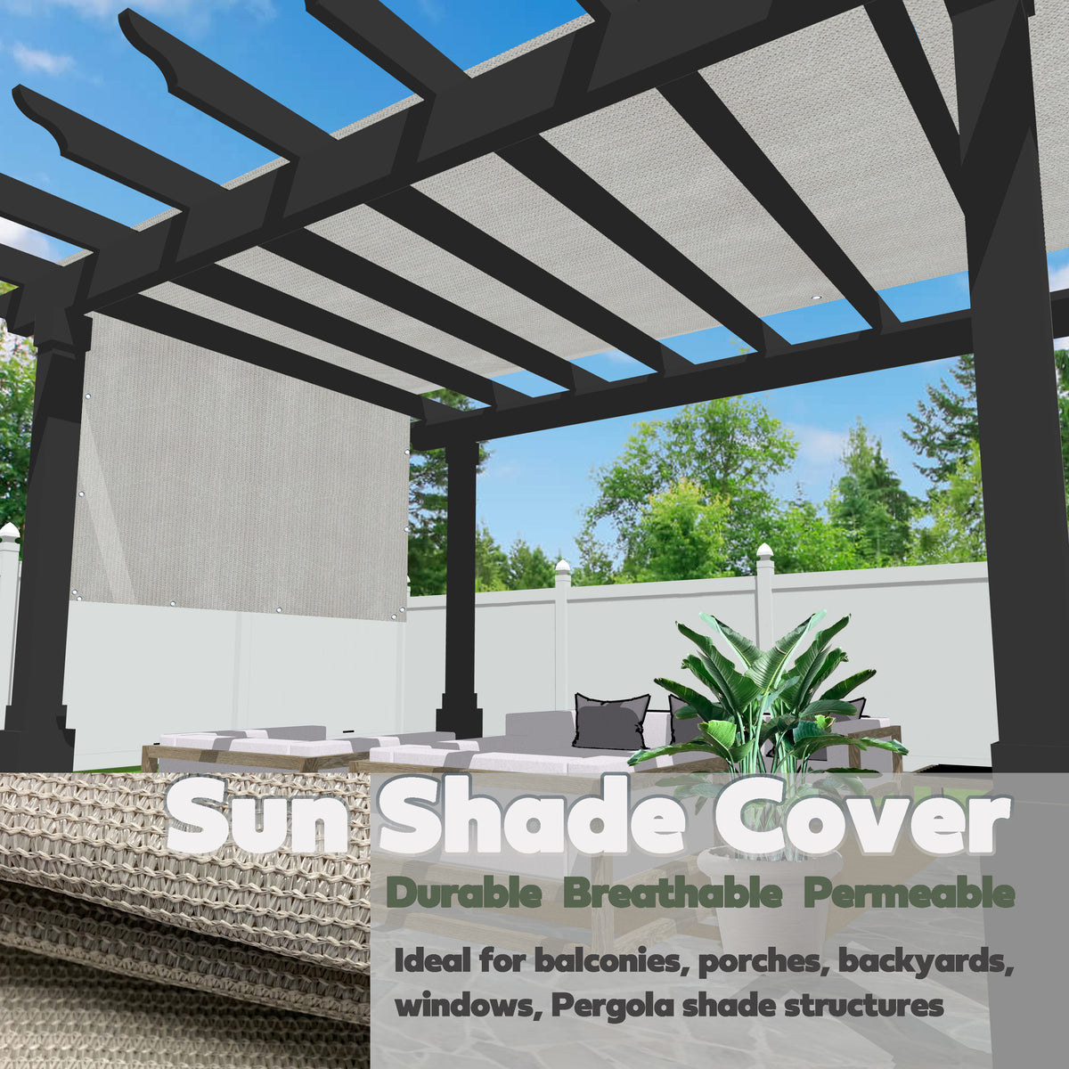 Custom HDPE Pergola Shade Panel with Grommets – Breathable Patio Cover
