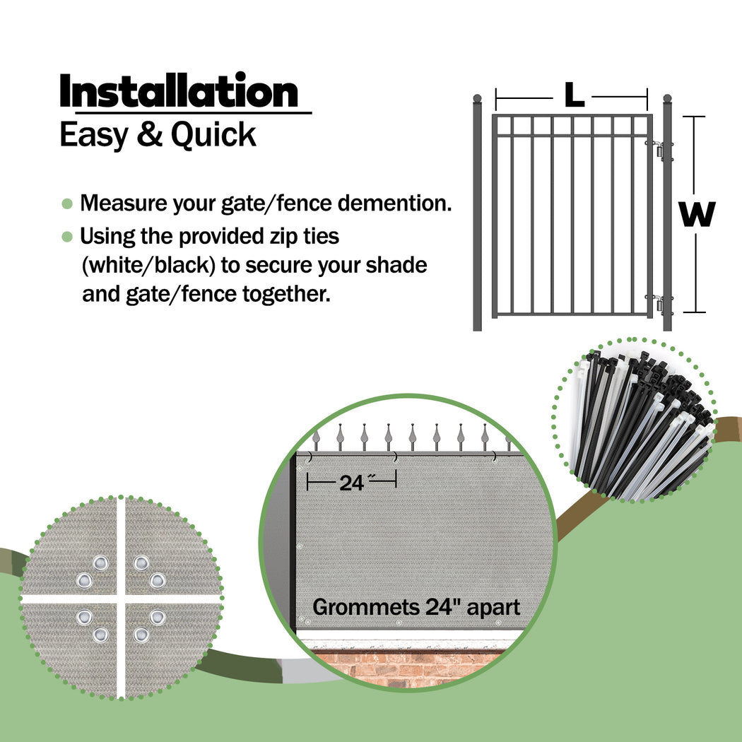 Custom Gate Privacy Screen Panel-Shade & Privacy Barrier for Gate, Fence, Railing, Driveway-Mocha, Beige, Walnut, Smoke, Black, Grey