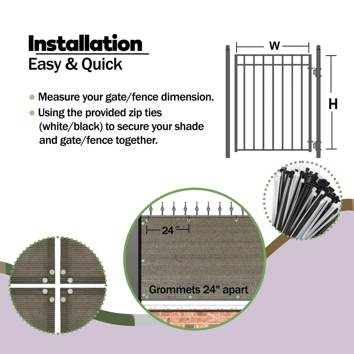 Custom Gate Privacy Screen Panel-Shade & Privacy Barrier for Gate, Fence, Railing, Driveway-Mocha, Beige, Walnut, Smoke, Black, Grey