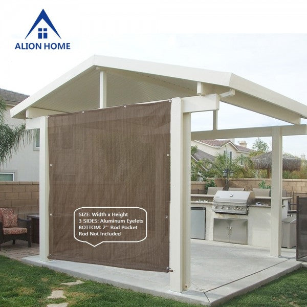 Rod Pocket Sun Shade Panel w/3 Sides Eyelets - Mocha Brown *Rod Pocket on Width* *Width x Height*
