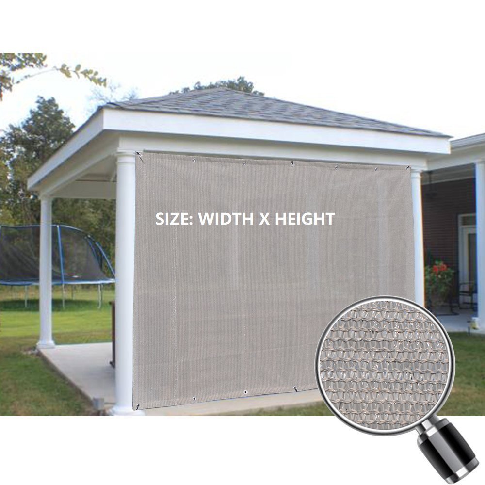 Custom Sized Sun Shade Privacy Panel (2 Sides Hemmed w/Grommets) - Smoke (Width x Height)