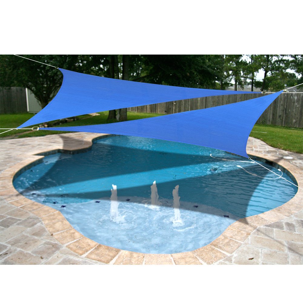 Custom Size (10' x 10' x 10') Triangle HDPE Sun Shade Sail with 6'' Stainless Steel Hardware Kit - Variant Colors
