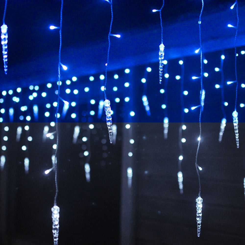 ALION HOME Icicles 2-in-1 Dual Color 176-Count LED Hanging Curtain Style Icicle Lights with 9 Functions & Controller