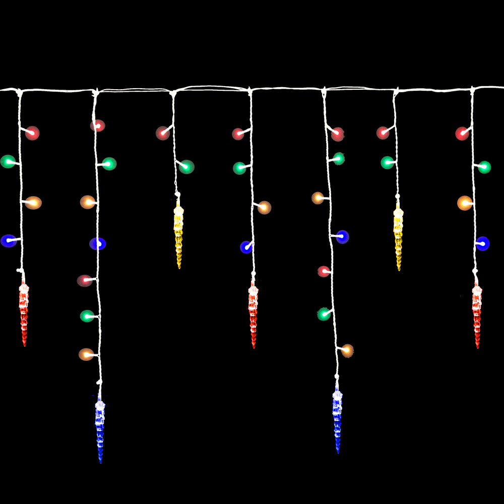 ALION HOME Icicles 2-in-1 Dual Color 176-Count LED Hanging Curtain Style Icicle Lights with 9 Functions & Controller
