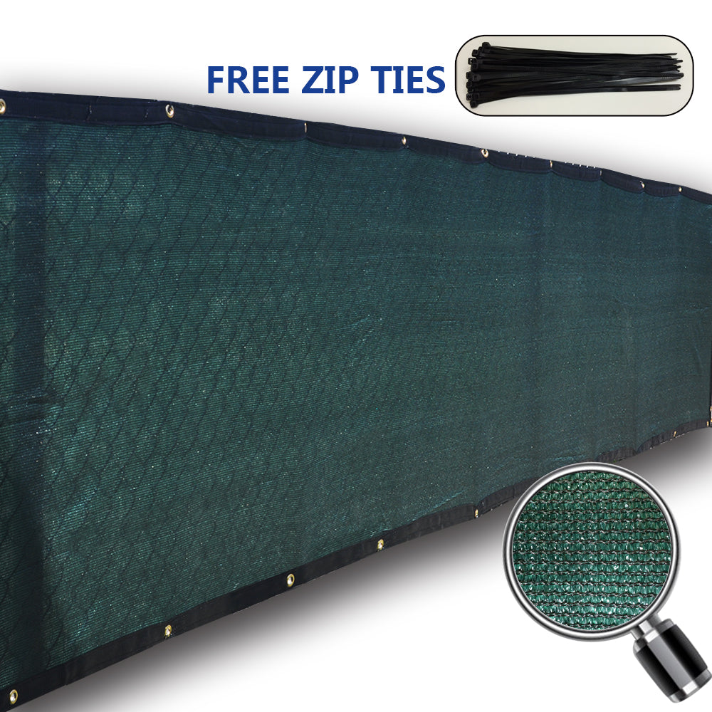 Dark Green HDPE fence privacy screen with reinforced black trim