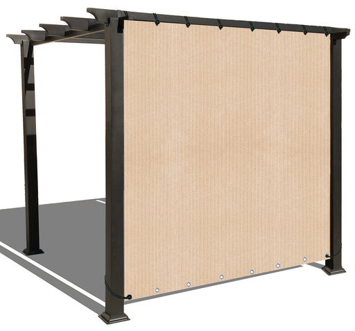 Custom Sized Sun Shade Privacy Panel (2 Sides Hemmed w/Grommets) - Banha Beige (Width x Height)