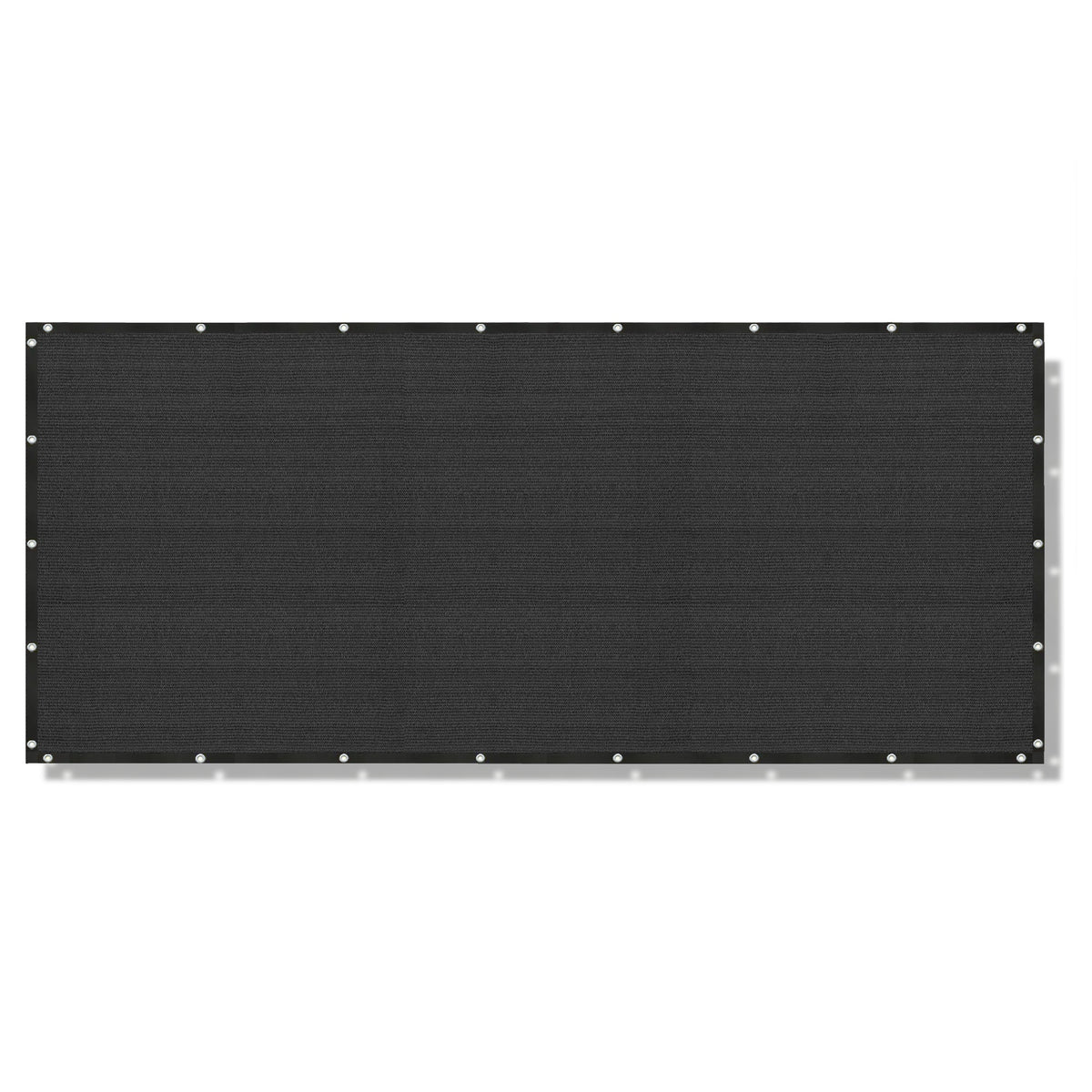 Black breathable HDPE privacy screen with reinforced edges