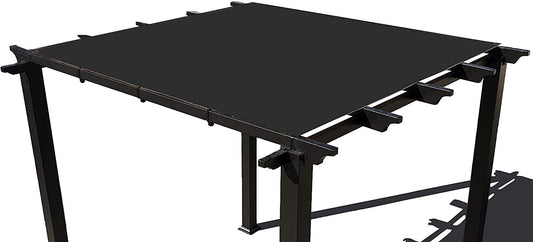 Black HDPE pergola and patio shade panel with grommets