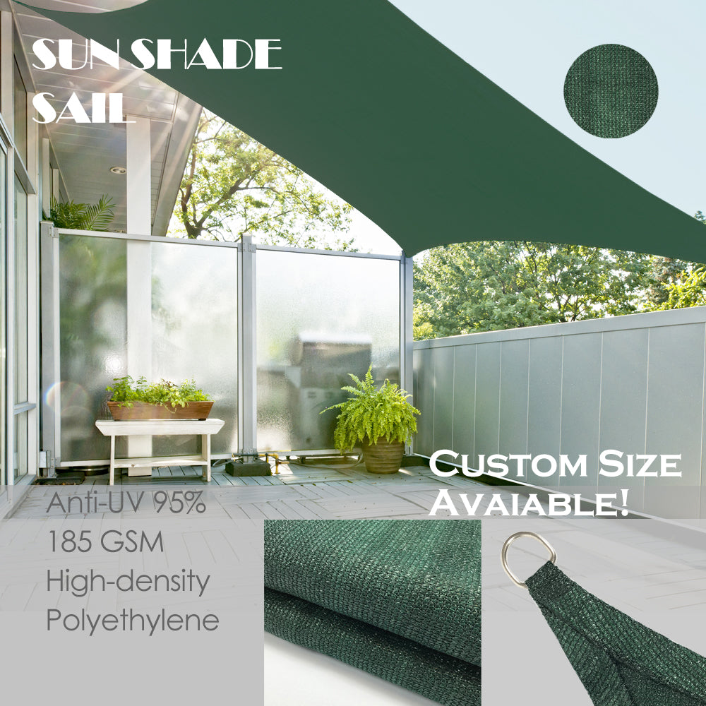 Custom Sizes HDPE Curved Edge Sun Shade Sail - Dark Green