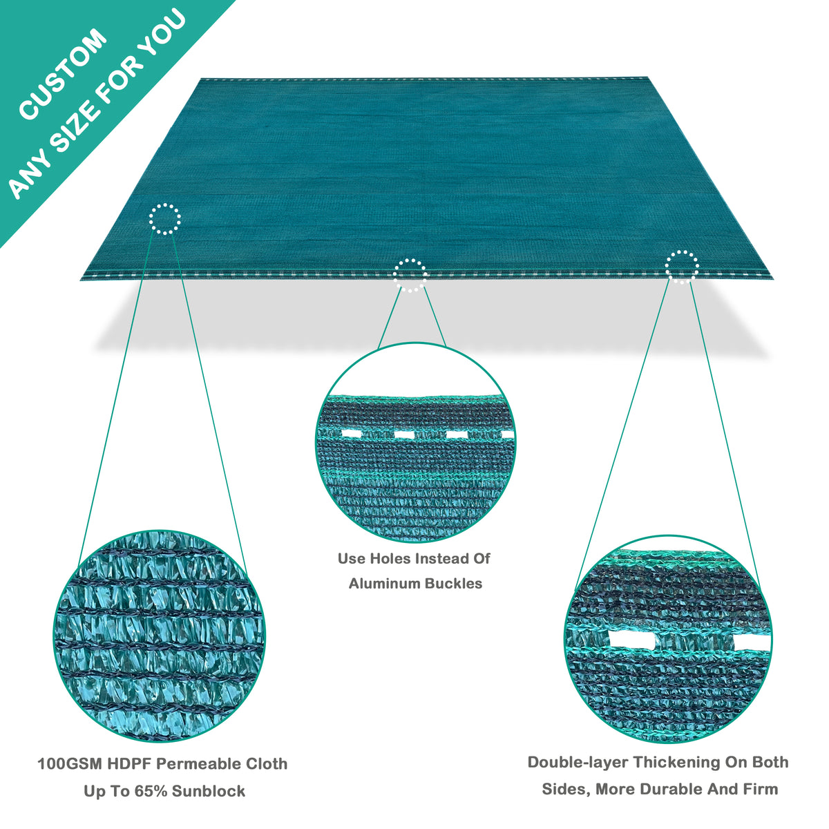 Green 65% raw-cut shade cloth for garden and greenhouse use