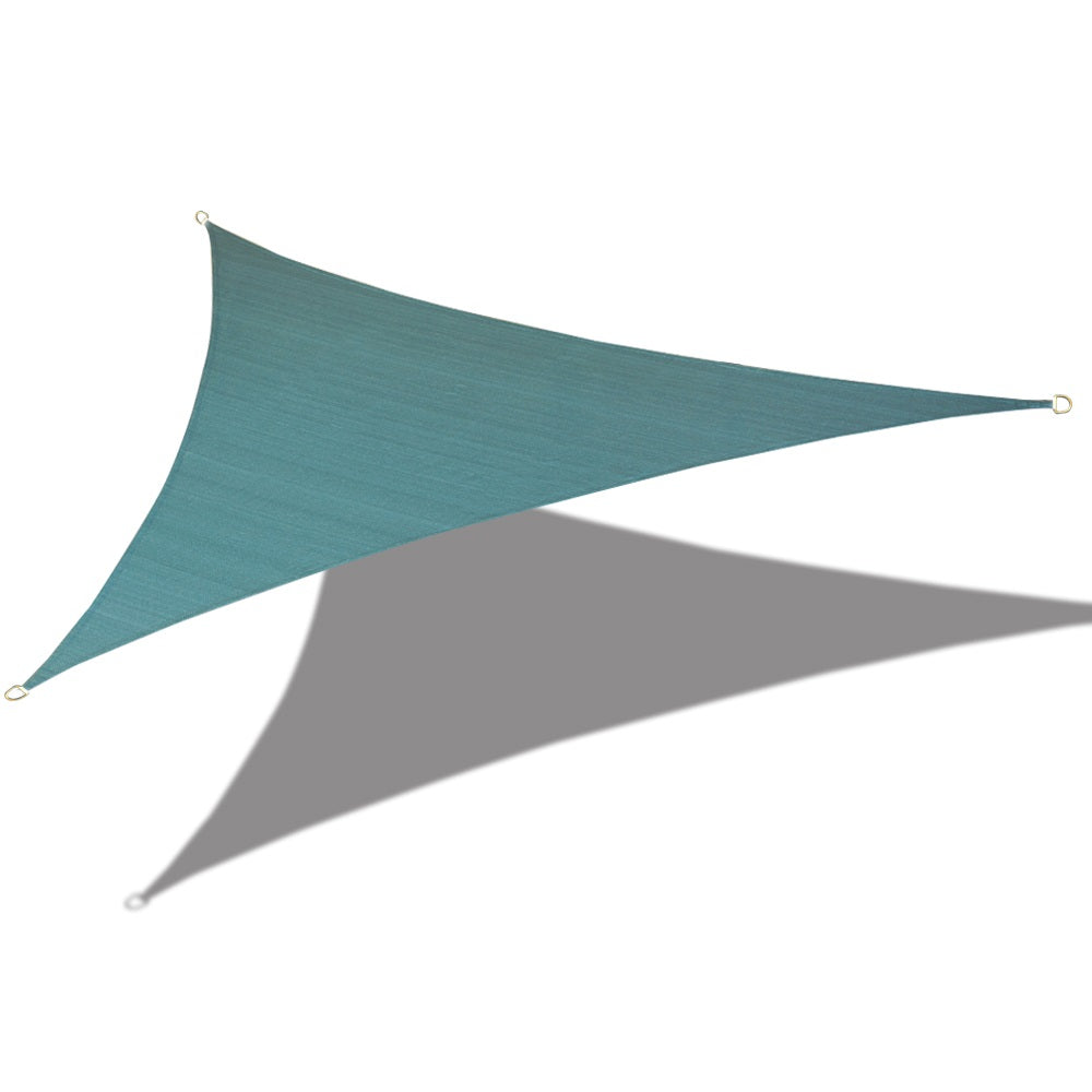 Dark Green triangle HDPE shade sail outdoor view