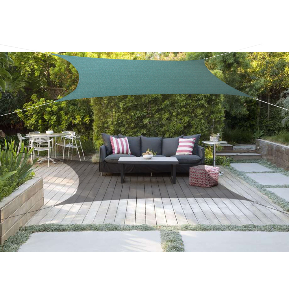 Dark Green square HDPE shade sail with curved edges