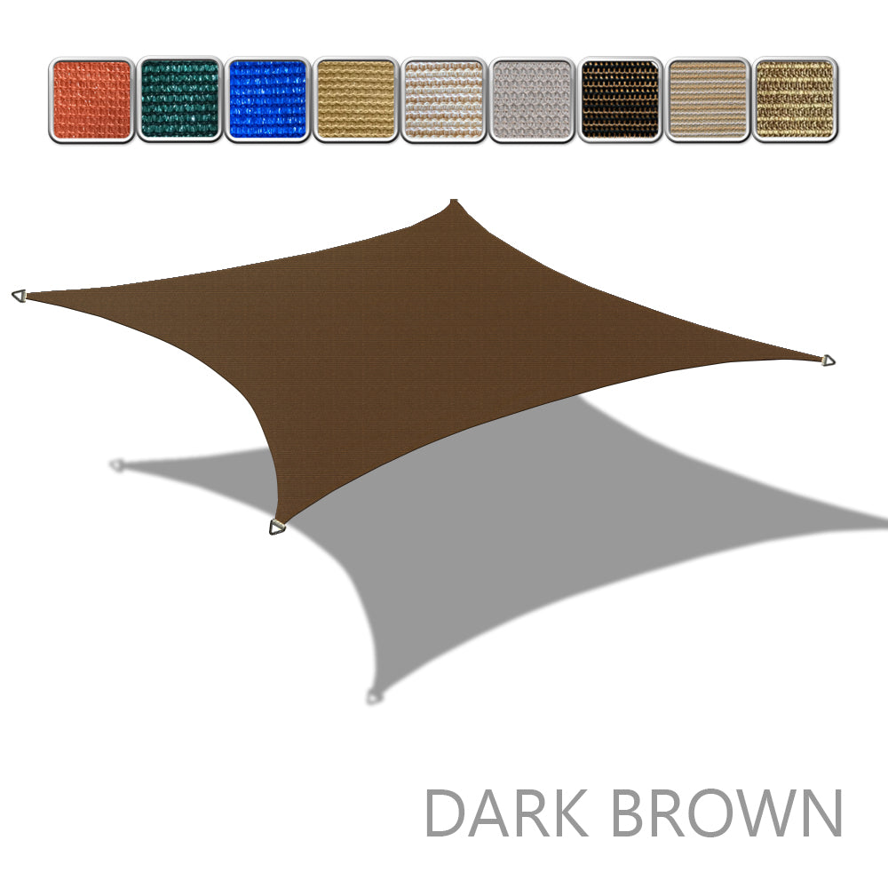 HDPE Rectangle Sun Shade Sail Permeable Canopy Custom Size - Beige, Walnut, Dark Brown