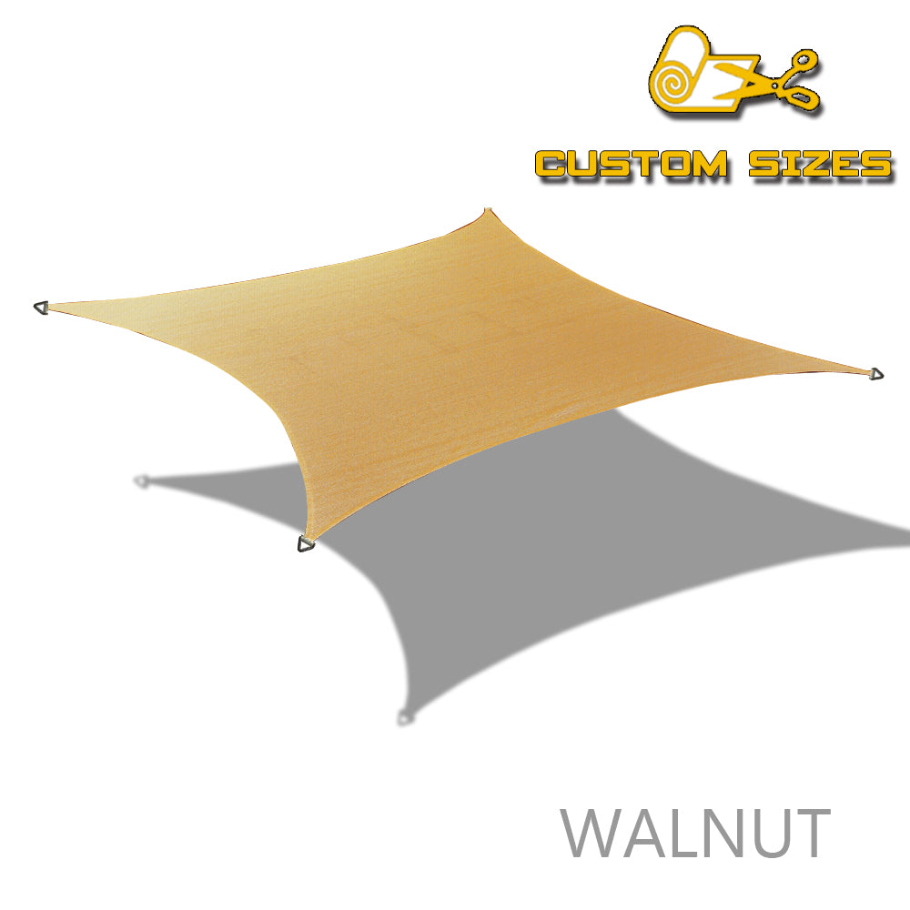 HDPE Rectangle Sun Shade Sail Permeable Canopy Custom Size - Beige, Walnut, Dark Brown