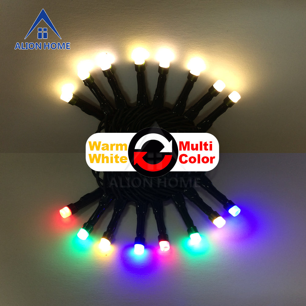 Warm White + Multicolor String Lights 100 Dual-Color DIP LED 9 Lighting Functions 33ft