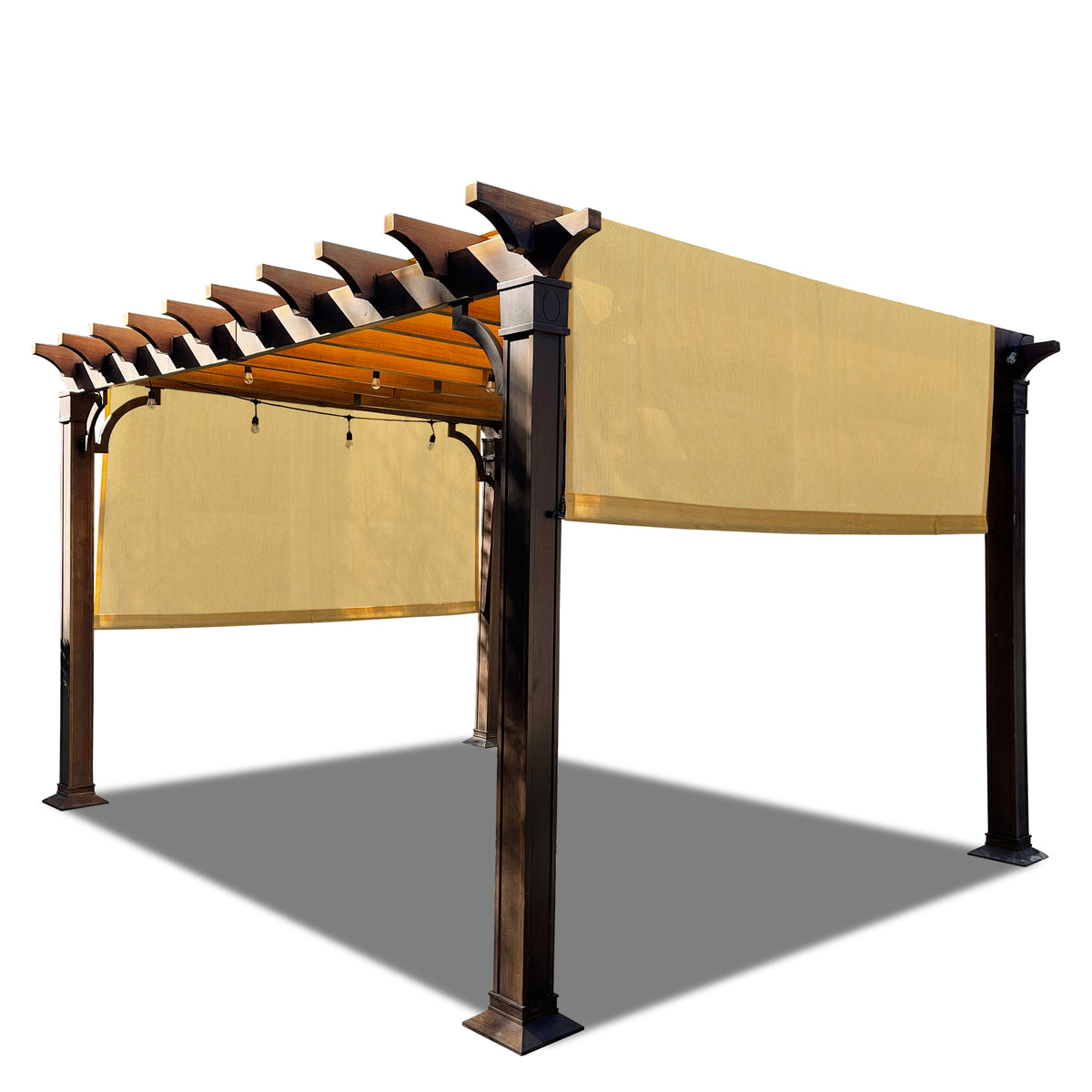 Sand HDPE pergola canopy with weighted rod system