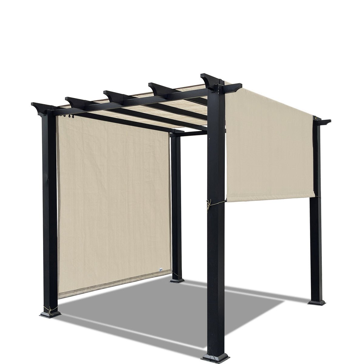 Smoke Tan HDPE pergola canopy with weighted rod system