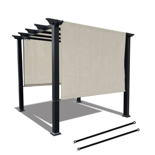 Smoke Tan breathable HDPE pergola cover with two weighted rods